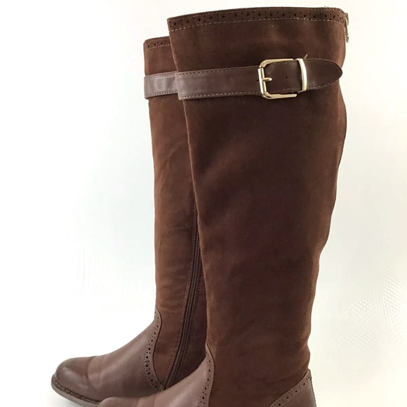 AMERICAN EXCHANGE Brown Suede Knee Boots - Picture 4 of 8